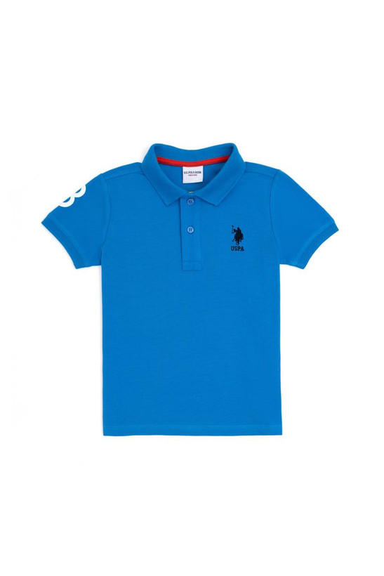 تیشرت پسرانه اورجینال برند پلو U.S.POLO.ASSN رنگ آبی پرطرفدار مدل SAKS بسیار شیک و با کیفیت 3 تا 14 سال کد ۲۳۳