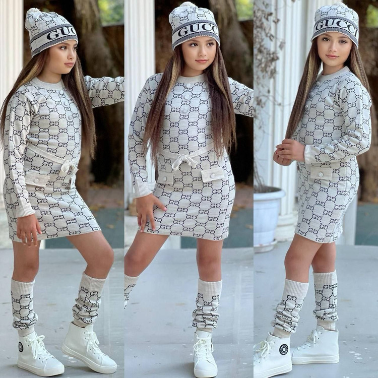 ست۳تیکه دخترانه ترک مدل Gucci شیک و جذاب از ۳تا ۱۲سال کد ۱۱۳