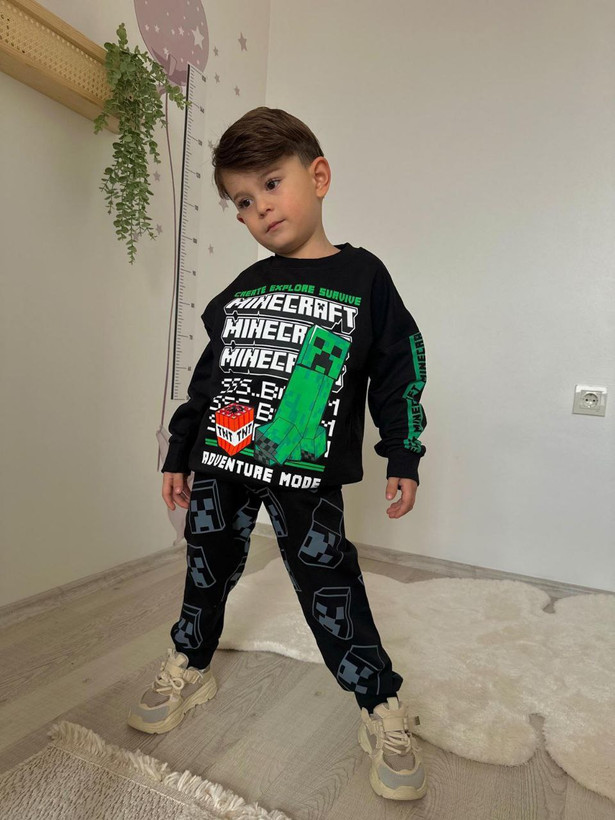 بلور شلوار پسرانه دو نخ ترک طرح پرطرفدار minecraft مناسب چهار فصل 3تا 10سال