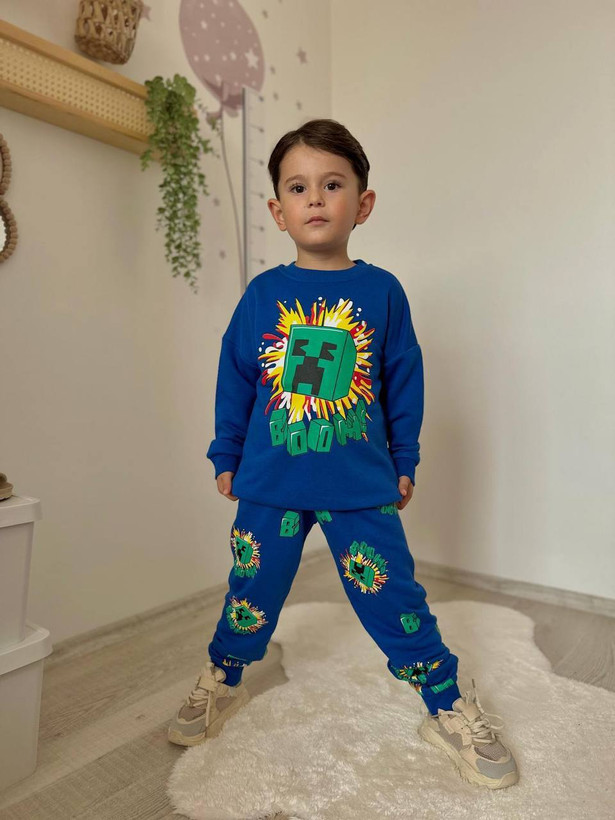 جدیدترین دورس و شلوار ۳نخ ترک طرح minecraft از ۳تا ۱۰سال -کیفیت عالی و خوشرنگ و کد۱ ۲۱۴۲