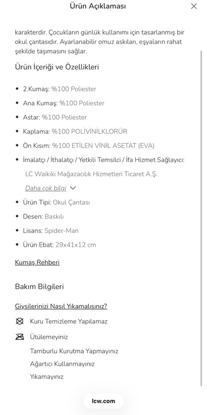 کوله پشتی بزرگ جدید پسرانه طرح Marvel از اورجینال برند السی وایکیکی ترک-با کیفیت عالی در ابعاد ۴۹*۲۱*۱۲