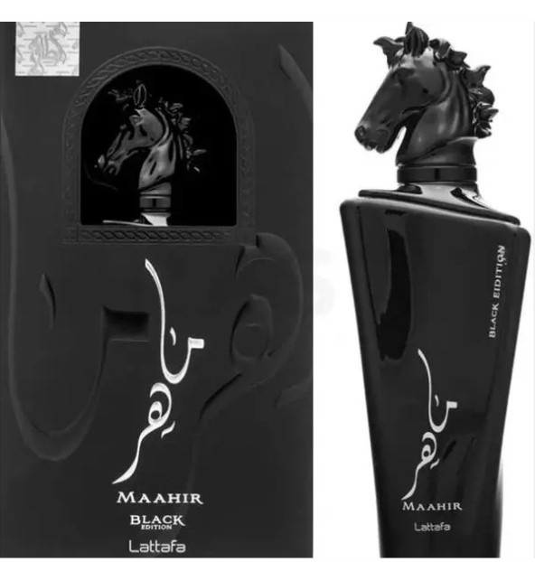 ادوپرفیوم مردانه ماهر بلک لطافه (Maahir Black Lattafa یک ادکلن مردانه با رایحه ای گرم و تلخ مناسب فصل های سرد و حجم ۱۰۰ میل و ماندگاری و پخش بوی بسیار بالا
