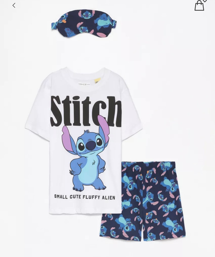ست ۳تکه تیشرت و شلوارک و چشمبند stitch از اورجینال برند اسپانیایی lefties ،سایز۴-۵سال