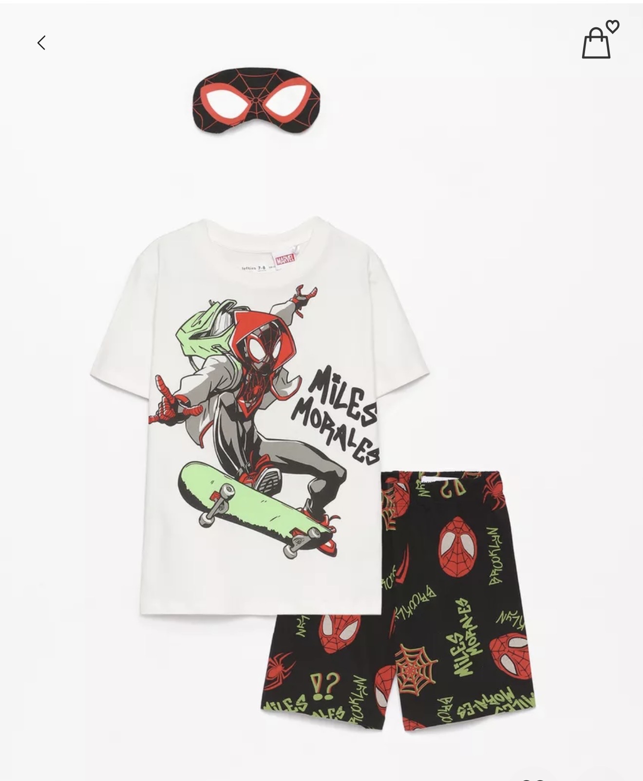 ست ۳تکه تیشرت و شلوارک و چشم بند اسپایدرمن از اورجینال برند اسپانیایی lefties سایز ۷-۸سال