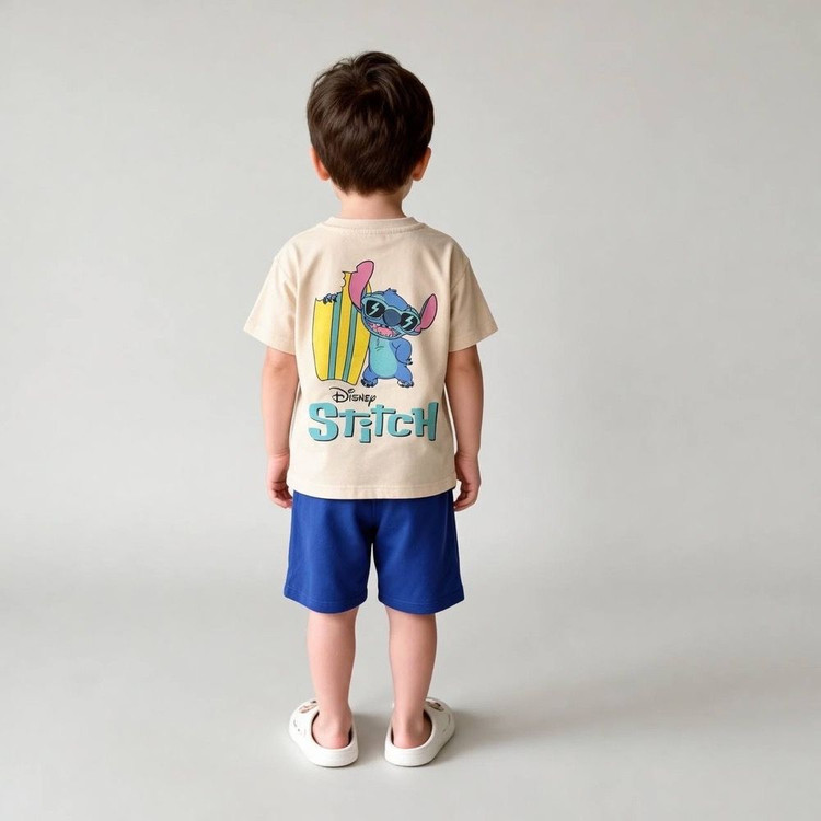 تیشرت و شلوارک وارداتی کیفیت عالی طرح stitch-سایزبندی از ۲تا۸سال و کد ۲۳۶۳