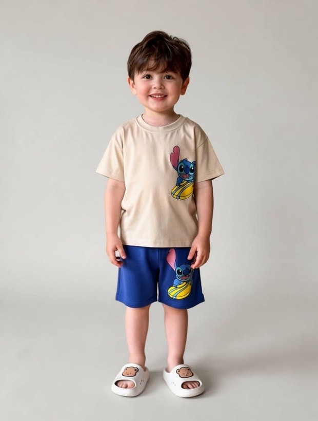 تیشرت و شلوارک وارداتی کیفیت عالی طرح stitch-سایزبندی از ۲تا۸سال و کد ۲۳۶۳