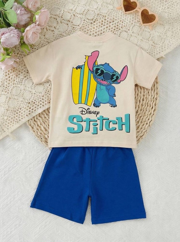 تیشرت و شلوارک وارداتی کیفیت عالی طرح stitch-سایزبندی از ۲تا۸سال و کد ۲۳۶۳
