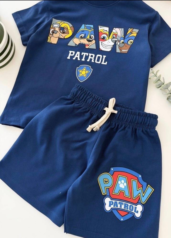 تبشرت و شلوارک ترک از برندlucco kids-طرح patrol-سگهای نگهبان-کیفیت عالی و نخ پنبه-سایز بندی ۲تا ۸سال
