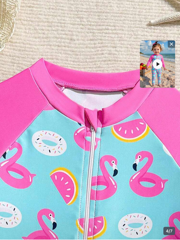 مایو نوزادی یکسره آستین دار و پادار دخترانه از اورجینال برندshein -کیفیت عالی رنگ شاد و دوست داشتنی -از ۱۲ماه تا ۳۶ماه