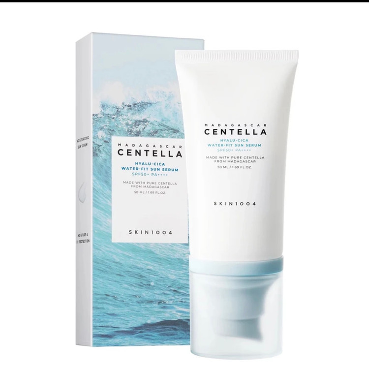 ضد آفتاب centella - اور جینال ۵۰میل مدل skin 1004 spf50-Hylu-cica water -fit-بی رنگ-محافظ UVB و UVA-مناسب برای انواع پوست