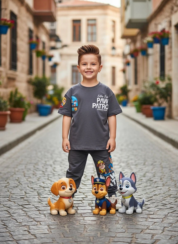 تیشرت و شلوار ترک -کیفیت عالی و نرم و لطیف -طرح paw patrol-سگهای نگهبان-سایزبندی از ۲تا۸سال و کد ۲۴۴۳