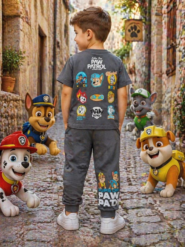 تیشرت و شلوار ترک -کیفیت عالی و نرم و لطیف -طرح paw patrol-سگهای نگهبان-سایزبندی از ۲تا۸سال و کد ۲۴۴۳