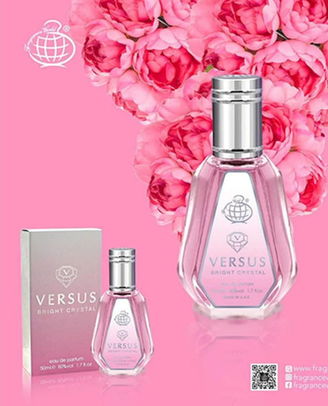 عطر 50 میل فراگرنس ورد رایحه ورساچه برایت کریستال یا ورساچه صورتی با حجم ۵۰ میلی لیتر مناسب برای بانوان. با رایحه : شیرین ، ملایم و طبع : خنک .ماندگاری عالی و کیفیت بالاو کد f20