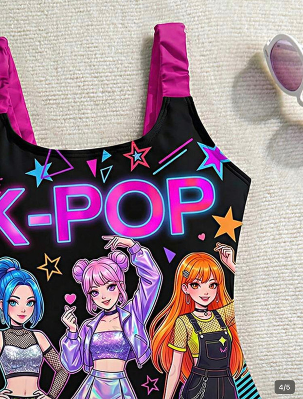 مایو دخترانه وارداتی از اورجینال برندshein -طرحk-pop-مناسب سایز ۷تا ۱۰سال