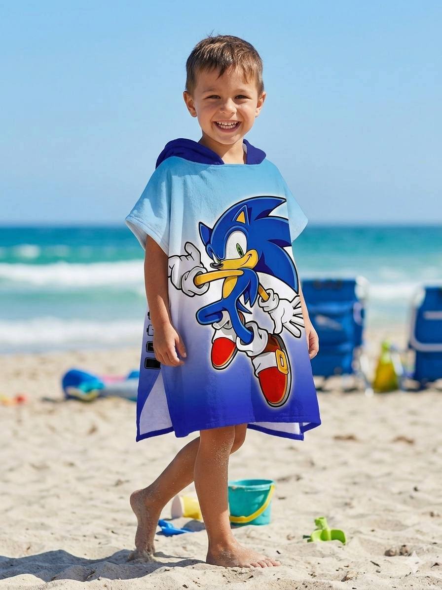 حوله پانچو پسرانه وارداتی sonic -اندازه۶۰*۶۰-مناسب ۲تا۶سال-از بغل باز می باشند.